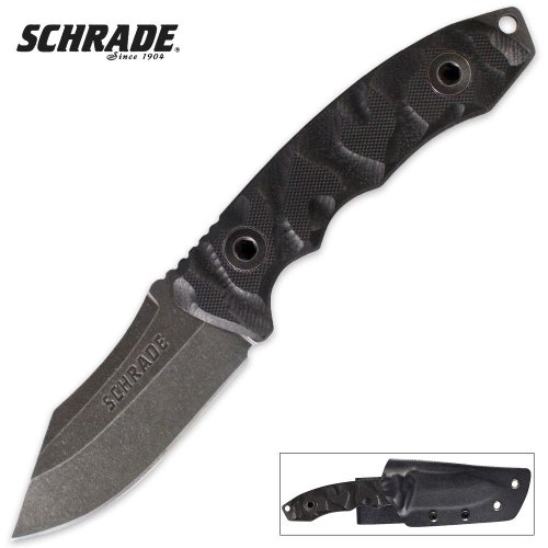 Schrade SCHF24 Boot Knife, Black G10 Handle,Stonewash Plain Blade w/Sheath