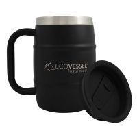 Eco Vessel Double Barrel Insulated Stainless Steel Coffee/Beer Mug Black 16 oz.