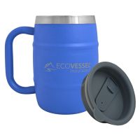 Eco Vessel Double Barrel Insulated Stainless Steel Coffee/Beer Mug Blue 16 oz.