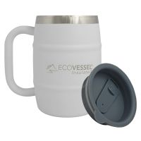 Eco Vessel Double Barrel Insulated Stainless Steel Coffee/Beer Mug White 16 oz.