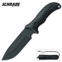 Schrade SCHF51 Frontier, TPE Handle, Plain Blade w/Sheath & Sharpining Stone