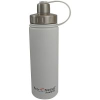 Eco Vessel Boulder Triple Insulated Stainless Steel Water Bottle Tea, Fruit, Ice Strainer White Out 20 oz