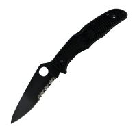 Spyderco Endura 4, Black FRN Handle, Drop-Point w/Clip,Black ComboEdge ,Half Serrated Blade