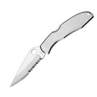 Spyderco Endura 4, Stainless Steel Handle, Drop-Point Half Serrated Blade