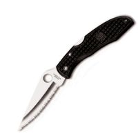 Spyderco Endura 4, Black FRN Handle, Drop-Point w/Clip,Full Serrated Blade.