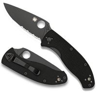 Spyderco Tenacious, Black G10 Handle, Black ComboEdge w/Clip