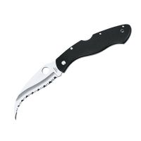 Spyderco Civilian, Black G10 Handle, Hawkbill Serrated Edge w/Clip