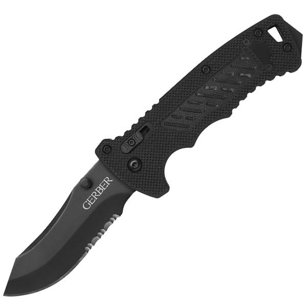 Gerber DMF Folder, Black G10 Handle Knife,Clip Point ComboEdge Blade