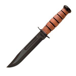 Ka-Bar USMC Fighting Knife, 7 in., Plain, Brown Leather Sheath