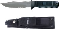 SOG Seal Pup, Black GRN Handle, Black Fixed Blade ComboEdge w/Nylon Sheath