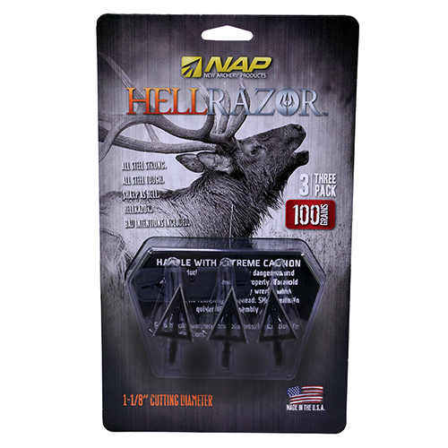 NEW ARCHERY PRODUCTS FIXED BROADHEAD HELLRAZOR, 3 BLADES, 100 GRAINS 3 PER