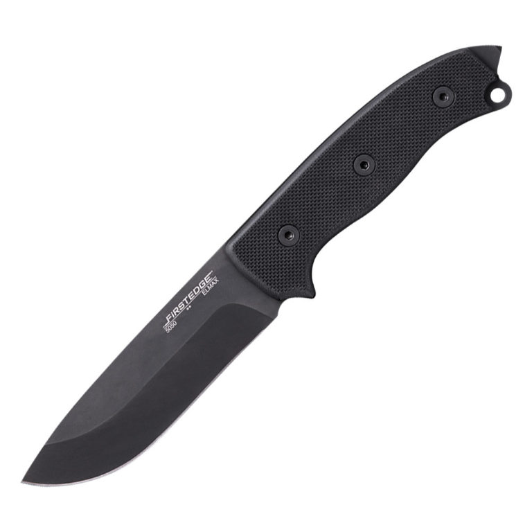 First Edge Knives 5050 Special Forces Survival Knife Full Tang, Black G10 Handle, Black Plain